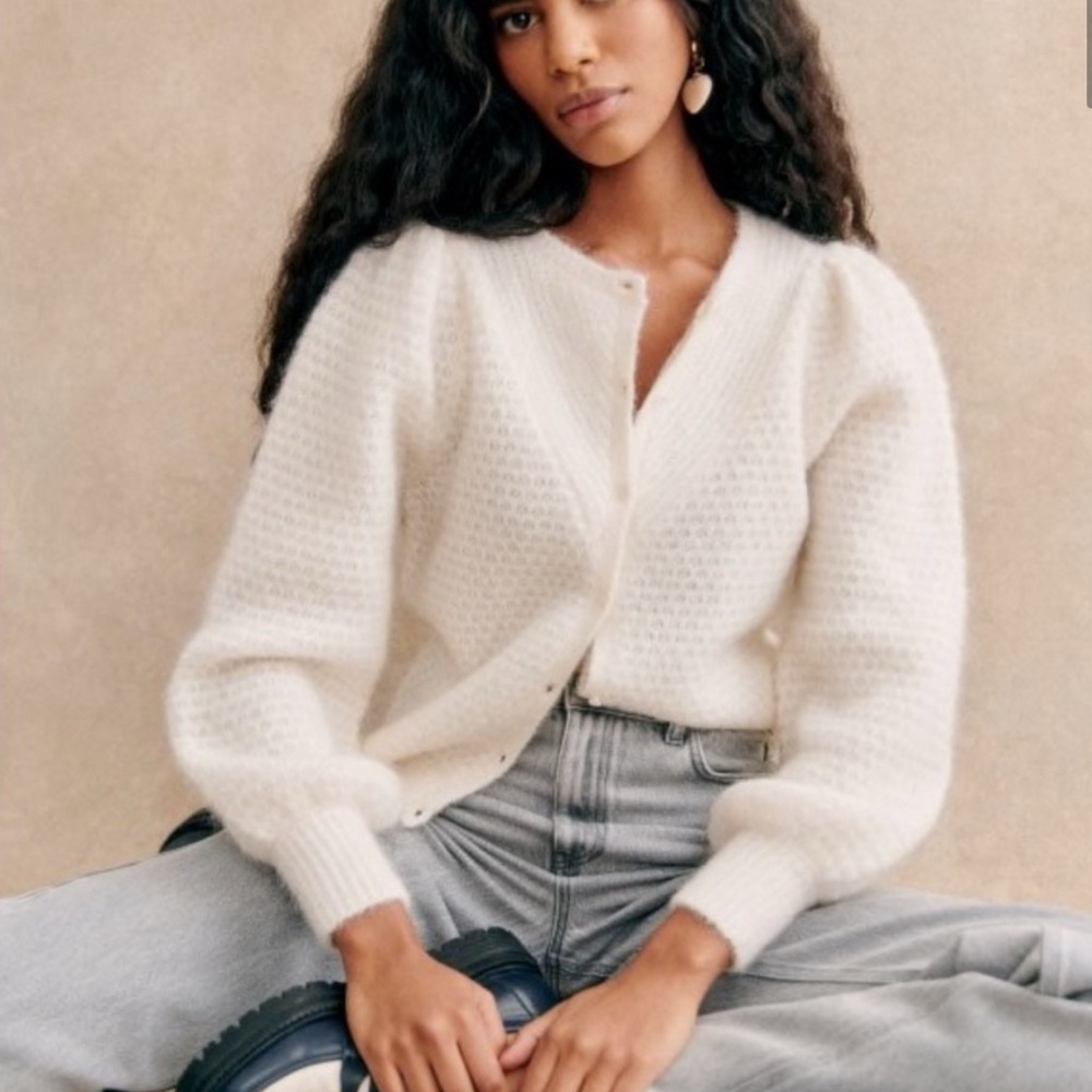 Sezane Solene White Women's Sweater